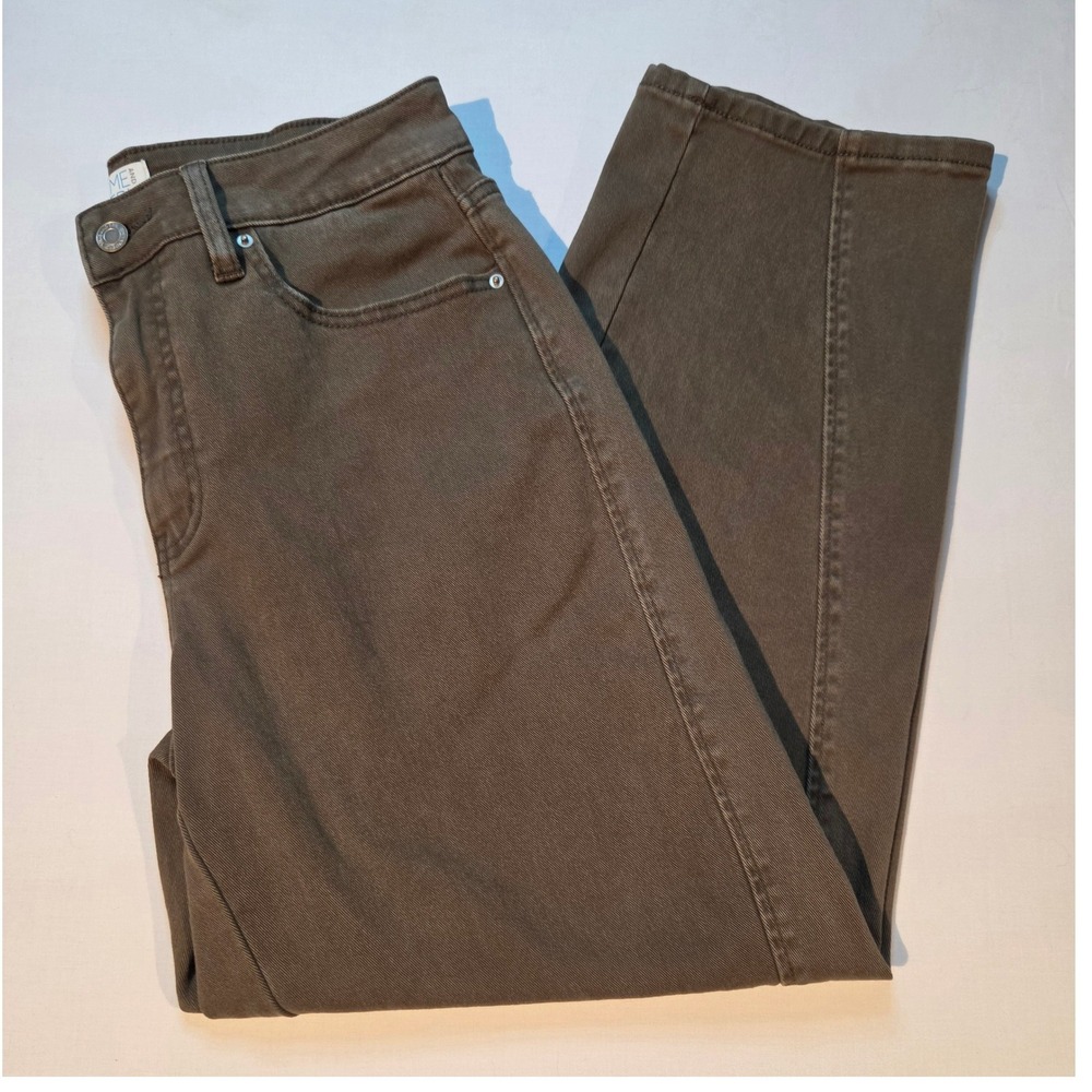 Time and Tru Womens Olive Green High Rise Straight Leg Jeans Size 10 Stretch